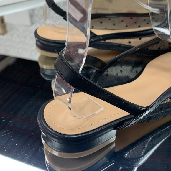 Polka Dot Slingback flats in Black Mesh Fabric - Picture 4 of 8